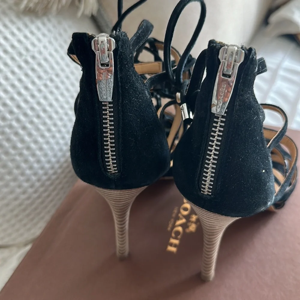 Coach Salvadora Black Suede Lace up Sandal - SIZE 8.5 - Picture 7 of 12